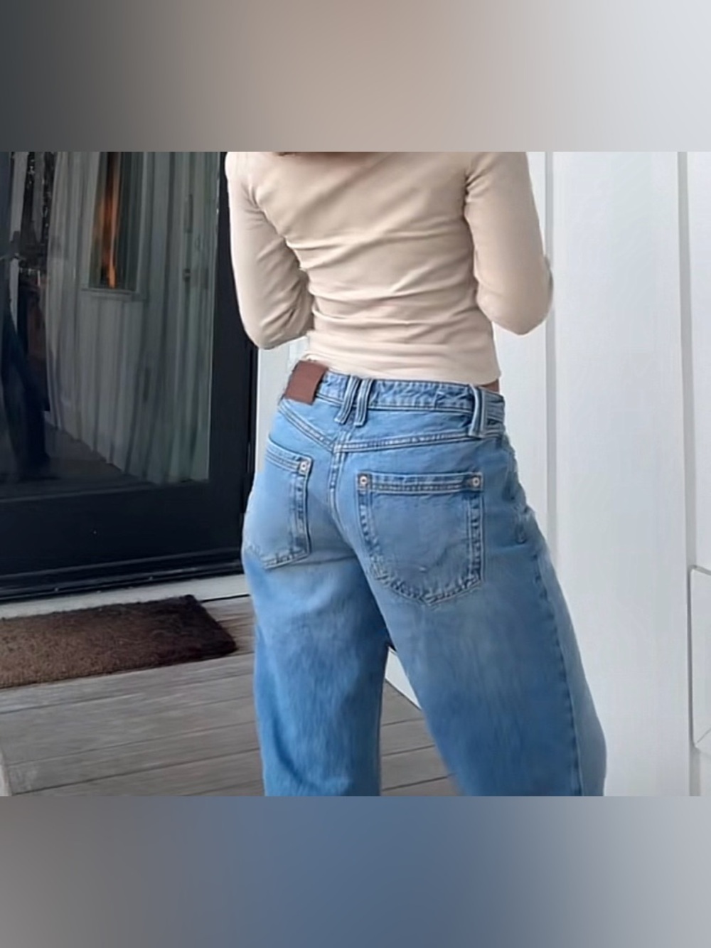 We The Free (Free People) Light Blue Low Rise Wide Leg Jeans